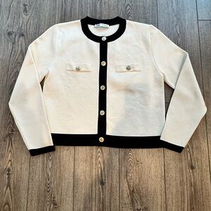 Zara White and Black Cardigan XL